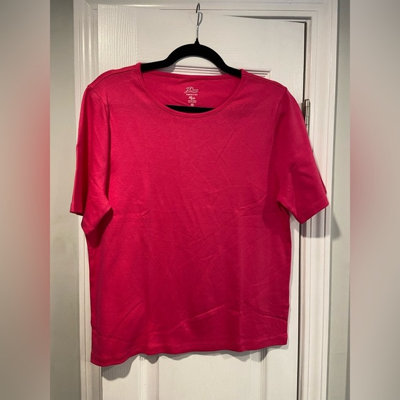 NWOT J. Crew Size XXL Perfect Fit Tee Shirt Short Sleeve Cotton Crew Bright Pink - Picture 1 of 11
